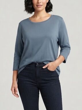 J Jill‎ Blue Ballet Sleeve Shirt